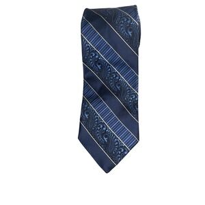Robert Talbott Rochester Best of Class Silk Tie - Navy Blue Paisley Stripe